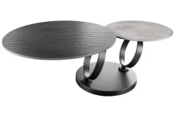 Design Couchtisch DANCING RINGS schwarz grau rund drehbar Keramik Metall