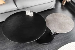 Design Couchtisch DANCING RINGS schwarz grau rund drehbar Keramik Metall
