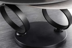 Design Couchtisch DANCING RINGS schwarz grau rund drehbar Keramik Metall