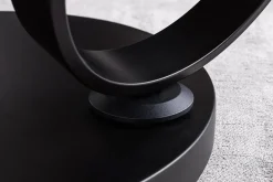 Design Couchtisch DANCING RINGS weiß rund drehbar Marmor Keramik schwarz Metall