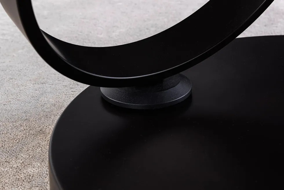 Design Couchtisch DANCING RINGS weiß rund drehbar Marmor Keramik schwarz Metall