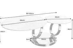 Design Couchtisch DANCING RINGS weiß rund drehbar Marmor Keramik schwarz Metall
