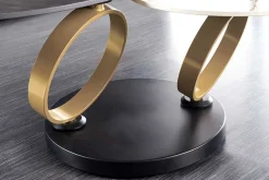 Design Couchtisch DANCING RINGS schwarz rund drehbar Pandora Keramik schwarz Metall