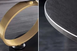 Design Couchtisch DANCING RINGS schwarz rund drehbar Pandora Keramik schwarz Metall