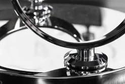 Design Couchtisch DANCING RINGS weiß rund drehbar Marmor Keramik Chrome Gestell