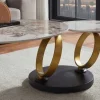 Design Couchtisch DANCING RINGS weiß braun rund drehbar Pandora Keramik gold