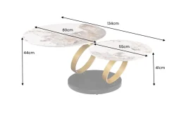 Design Couchtisch DANCING RINGS weiß braun rund drehbar Pandora Keramik gold