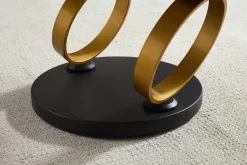 Design Couchtisch DANCING RINGS weiß braun rund drehbar Pandora Keramik gold