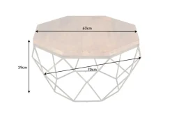 Design Couchtisch DIAMOND 70cm natur Mangoholz massiv messing Eisengestell