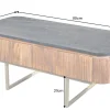 Design Couchtisch GATSBY 110cm Mangoholz massiv Marmor-Platte Retro mit Schubladen gold