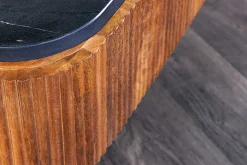 Design Couchtisch GATSBY 110cm Mangoholz massiv Marmor-Platte Retro mit Schubladen gold