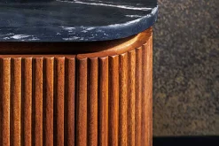 Design Couchtisch GATSBY 110cm Mangoholz massiv Marmor-Platte Retro mit Schubladen gold