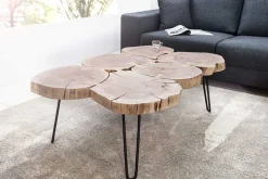 Design Couchtisch GOA 110cm Akazie Baumstamm Scheiben 4cm Tischplatte Massivholz