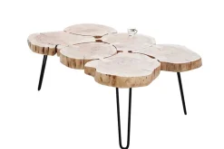 Design Couchtisch GOA 110cm Akazie Baumstamm Scheiben 4cm Tischplatte Massivholz