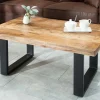 Design Couchtisch IRON CRAFT 100cm Mangoholz Eisen Industrial Design massiv schwarzes Gestell