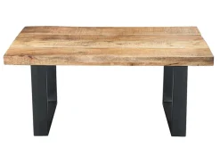 Design Couchtisch IRON CRAFT 100cm Mangoholz Eisen Industrial Design massiv schwarzes Gestell