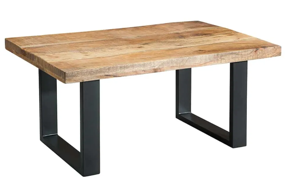 Design Couchtisch IRON CRAFT 100cm Mangoholz Eisen Industrial Design massiv schwarzes Gestell