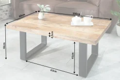 Design Couchtisch IRON CRAFT 100cm Mangoholz Eisen Industrial Design massiv schwarzes Gestell