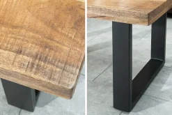 Design Couchtisch IRON CRAFT 100cm Mangoholz Eisen Industrial Design massiv schwarzes Gestell