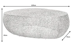 Design Couchtisch LEAF 130cm silber Metall-Aluminium-Legierung handmade
