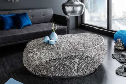 Design Couchtisch LEAF 130cm silber Metall-Aluminium-Legierung handmade
