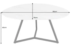 Design Couchtisch MARVELOUS 90cm weiß Marmor Keramik schwarzes Metall