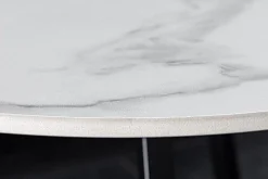 Design Couchtisch MARVELOUS 90cm weiß Marmor Keramik schwarzes Metall