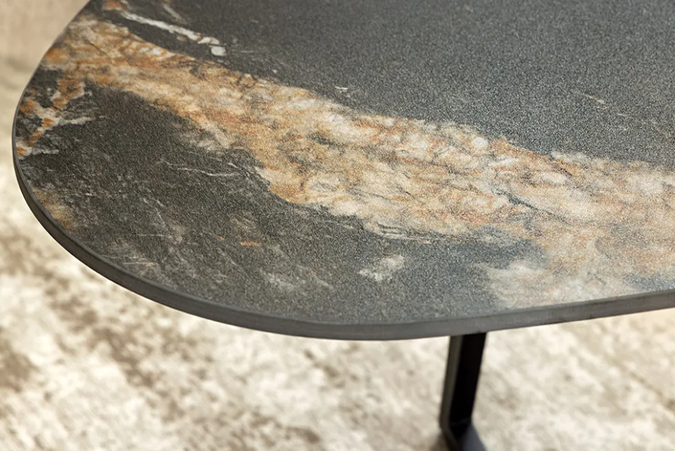 Design Couchtisch MARVELOUS 70cm schwarz gold sand AURORA ORO Keramik Metall