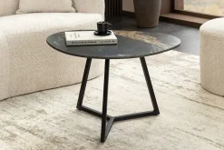 Design Couchtisch MARVELOUS 70cm schwarz gold sand AURORA ORO Keramik Metall
