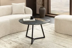 Design Couchtisch MARVELOUS 70cm schwarz gold sand AURORA ORO Keramik Metall