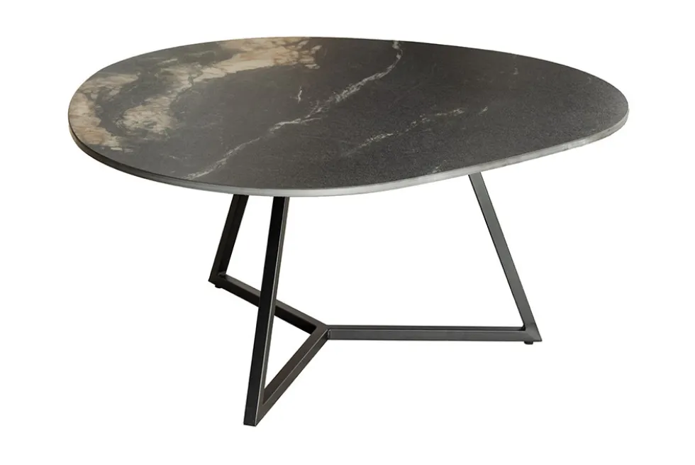 Design Couchtisch MARVELOUS 90cm schwarz gold sand Aurora Oro Keramik Metall