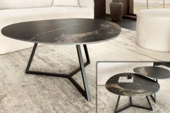Design Couchtisch MARVELOUS 90cm schwarz gold sand Aurora Oro Keramik Metall