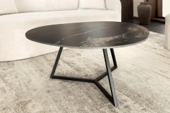 Design Couchtisch MARVELOUS 90cm schwarz gold sand Aurora Oro Keramik Metall