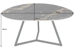 Design Couchtisch MARVELOUS 90cm schwarz gold sand Aurora Oro Keramik Metall