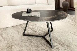 Design Couchtisch MARVELOUS 90cm schwarz gold sand Aurora Oro Keramik Metall