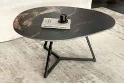 Design Couchtisch MARVELOUS 90cm schwarz gold sand Aurora Oro Keramik Metall
