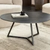 Design Couchtisch MARVELOUS 90cm anthrazit Marmor Keramik schwarzes Metall