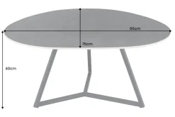 Design Couchtisch MARVELOUS 90cm anthrazit Marmor Keramik schwarzes Metall