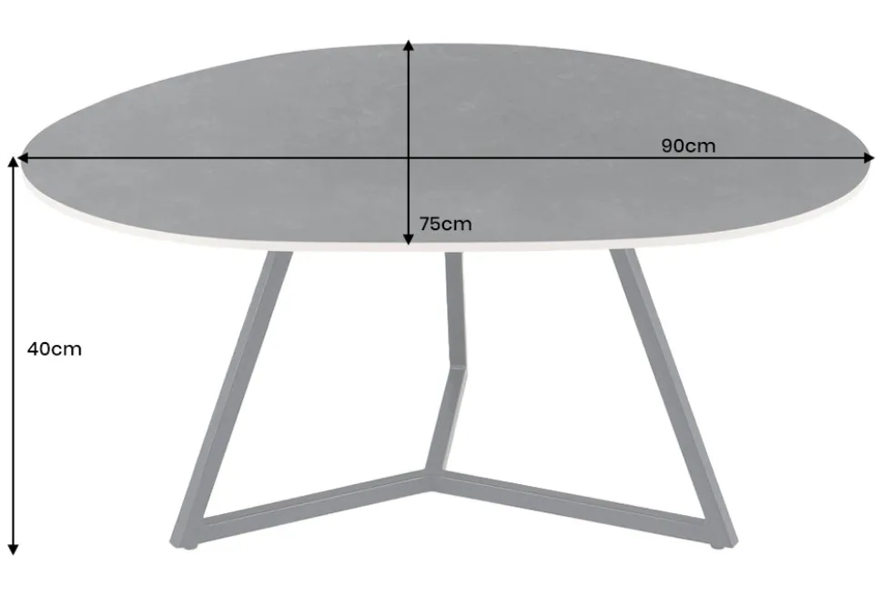 Design Couchtisch MARVELOUS 90cm anthrazit Marmor Keramik schwarzes Metall