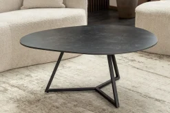 Design Couchtisch MARVELOUS 90cm anthrazit Marmor Keramik schwarzes Metall