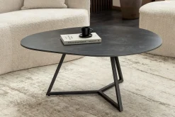 Design Couchtisch MARVELOUS 90cm anthrazit Marmor Keramik schwarzes Metall