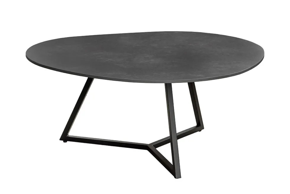 Design Couchtisch MARVELOUS 90cm anthrazit Marmor Keramik schwarzes Metall