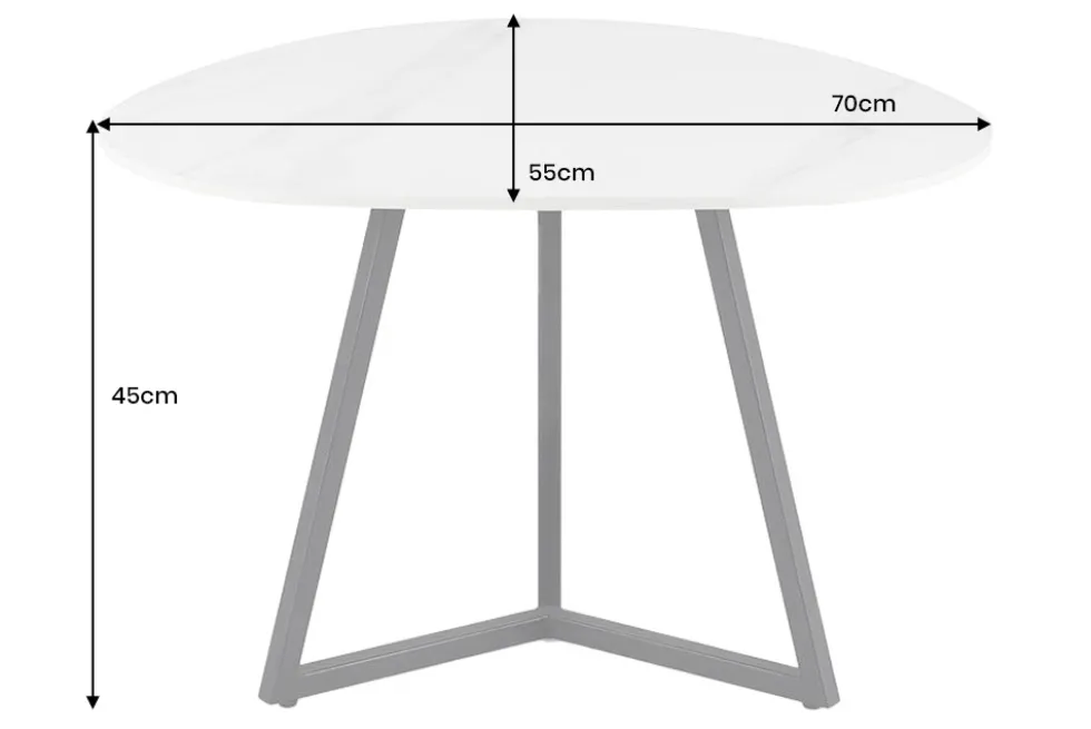 Design Couchtisch MARVELOUS 70cm weiß Marmor Keramik schwarzes Metall