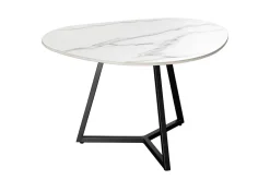 Design Couchtisch MARVELOUS 70cm weiß Marmor Keramik schwarzes Metall