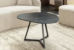 Design Couchtisch MARVELOUS 70cm anthrazit Marmor Keramik schwarzes Metall