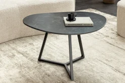 Design Couchtisch MARVELOUS 70cm anthrazit Marmor Keramik schwarzes Metall