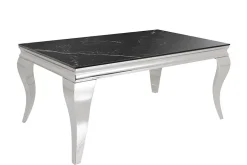 Design Couchtisch MODERN BAROCK 100cm schwarz anthrazit chrom Keramik Marmor