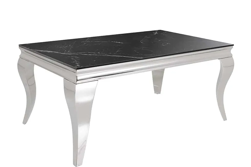Design Couchtisch MODERN BAROCK 100cm schwarz anthrazit chrom Keramik Marmor