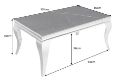 Design Couchtisch MODERN BAROCK 100cm schwarz anthrazit chrom Keramik Marmor