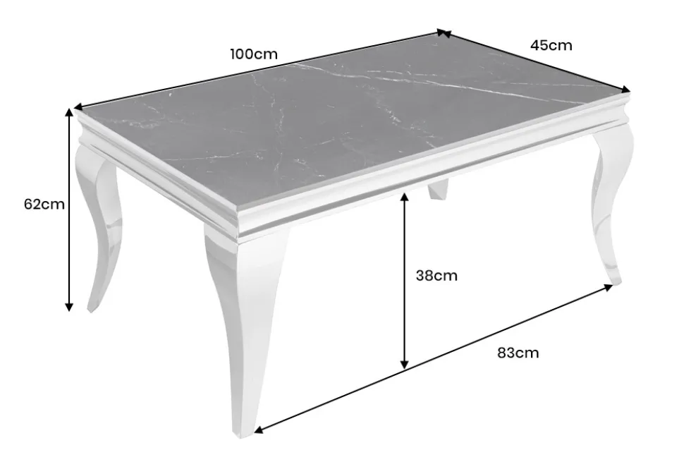 Design Couchtisch MODERN BAROCK 100cm schwarz anthrazit chrom Keramik Marmor
